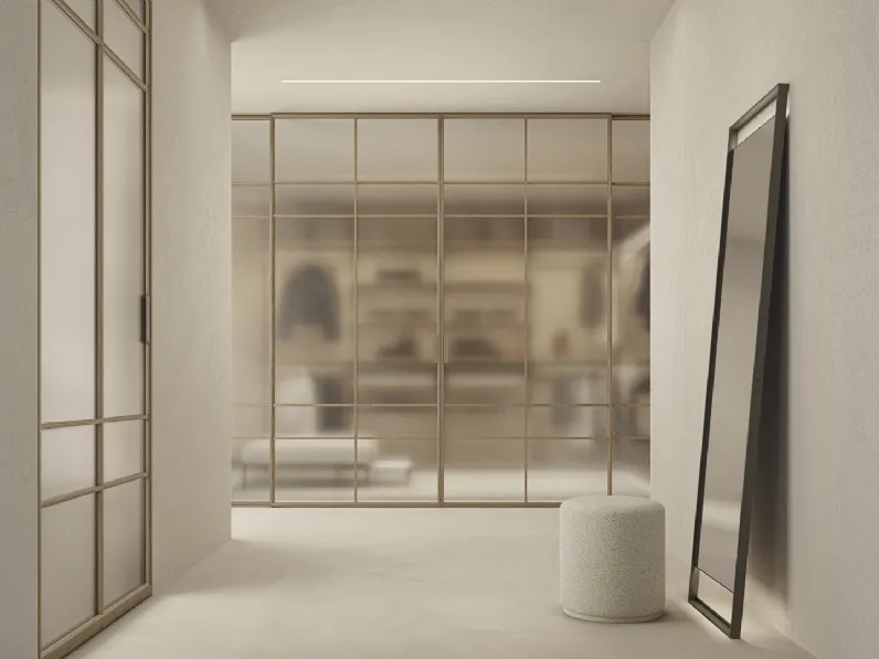 Porta per interni Maxi Scorrevole in vetro con telaio in legno di Rimadesio