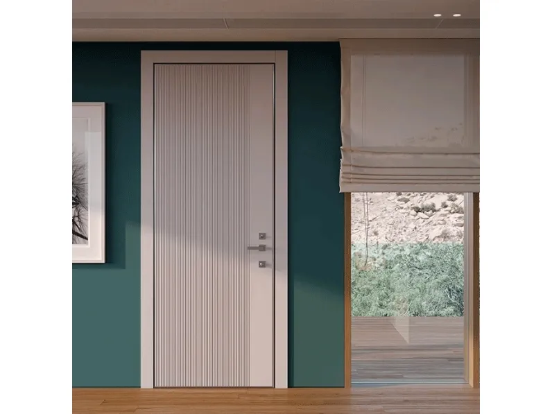 Porta per interni con rivestimento blindato Millerighe Seta Opaco di BiHome