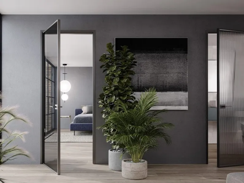 Porta per interni Mitica Battente in vetro con telaio in alluminio di ADL