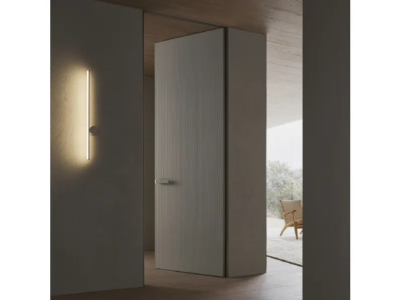 Porta per interni a filo muro Moon Lino Sahara di Rimadesio