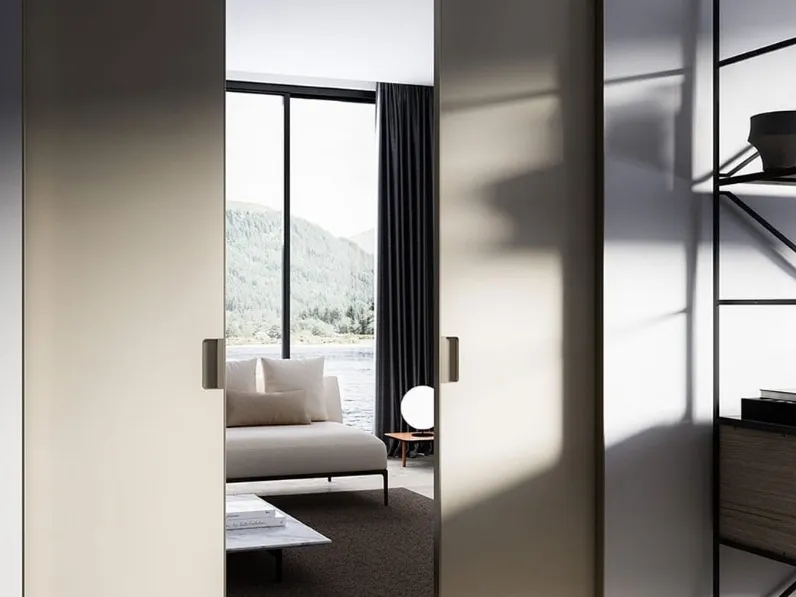 Porta per interni Piana Scorrevole Internomuro in vetro con telaio in alluminio di ADL