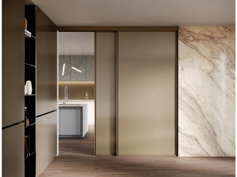 Porta scorrevole per interni in vetro bronzo metallizzato satinato Plinto Fly di In Forma