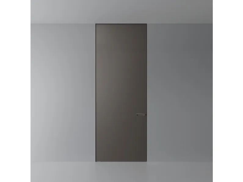 Porta a filo muro per interni Radius in vetro diamante di Rimadesio