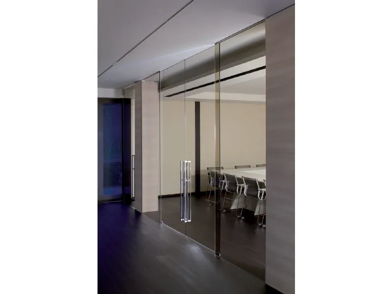 Porta per interni con ante scorrevoli in vetro bronzato trasparente Rasovitra 02 di RasoParete