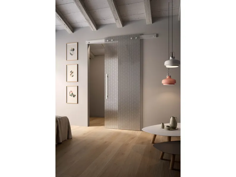 Porta per interni scorrevole Sail in vetro serigrafato di Albed