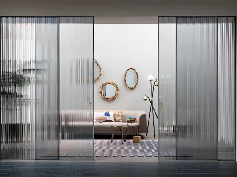 Porta per interni Shoin in vetro con telaio in alluminio di Lualdi