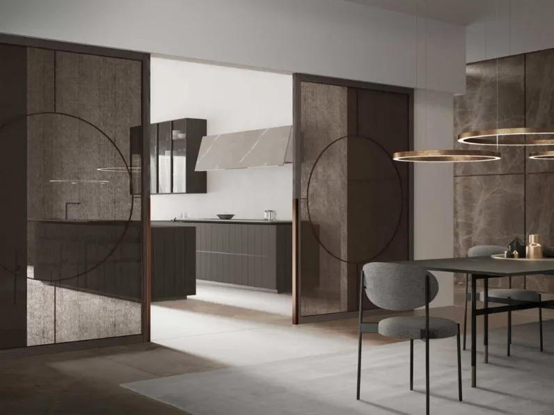 Porta per interni Solitaire in vetro e tessuto con profili in legno di Boscavenezia