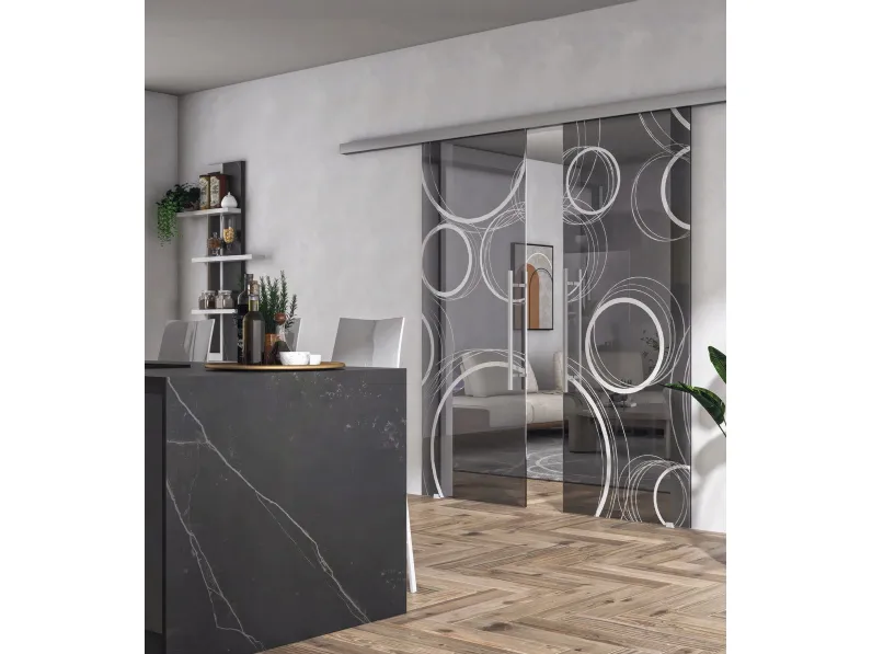 Porta interna Spirali Cosmiche con decoro Hoola di Visioni