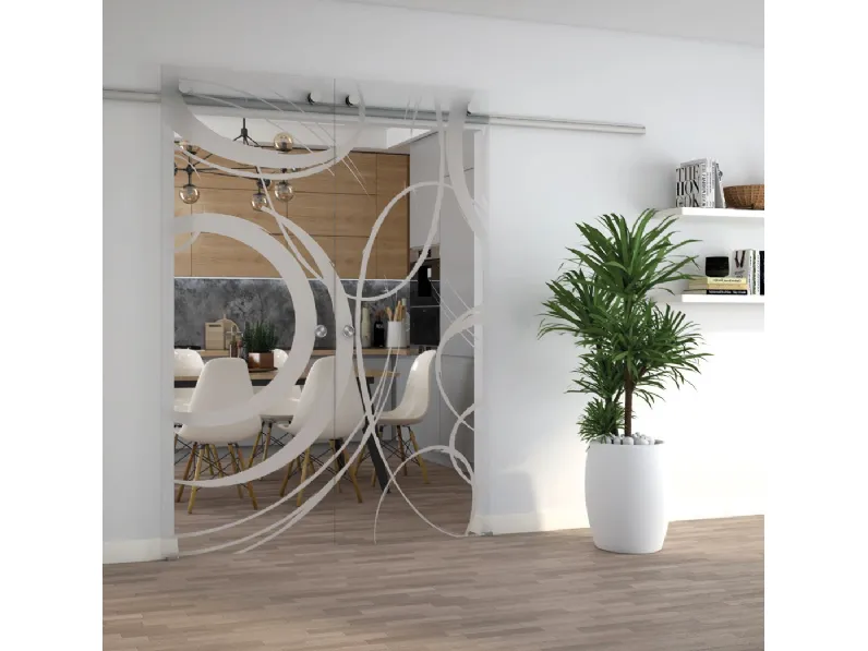 Porta interna Spirali Cosmiche con decoro Hoola di Visioni