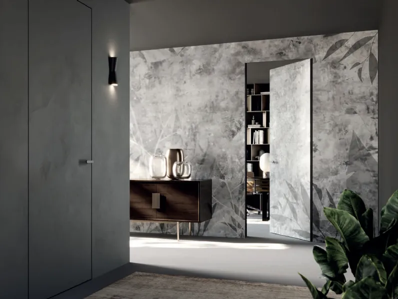 Porta per interni Syntesis Line in legno rivestito con Carta da Parati di Eclisse