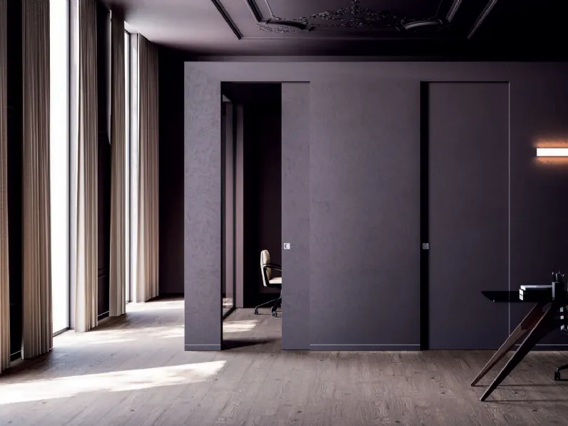 Porta per interni scorrevole Syntesis Line in legno laccato di Eclisse