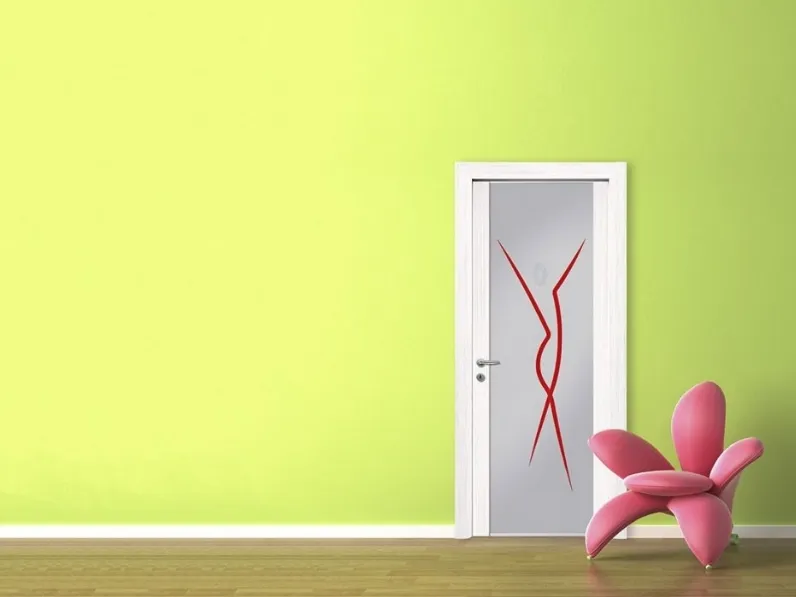 Porta per interni in legno e vetro artistico Vetri Decorati Diana 01 di Nusco