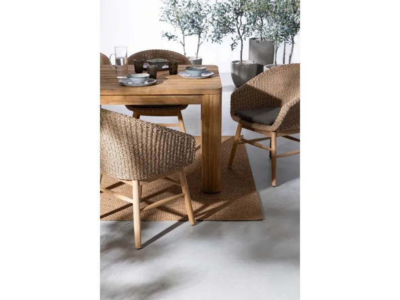 Sedia Abaca in alluminio con intreccio in fibra sintetica di Bizzotto