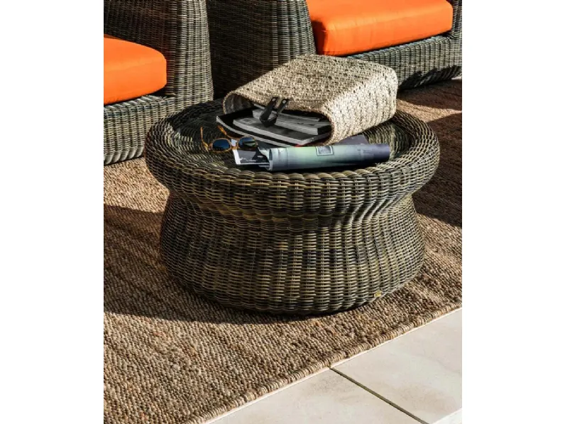  Tavolino con top in Vetro e fibra sintetica intrecciata Agorà di Unopiu