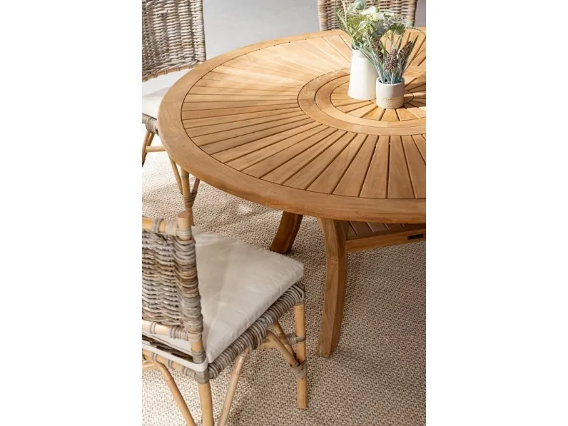 Tavolo rotondo in teak Maryland di Bizzotto