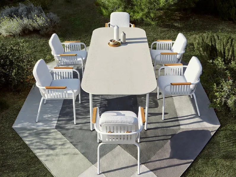 Sedie e Tavolo Capa in acciaio e ceramica di Gandia Blasco