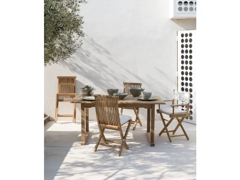 Tavolo e Sedie Pieghevoli in teak Chelsea di Unopiu