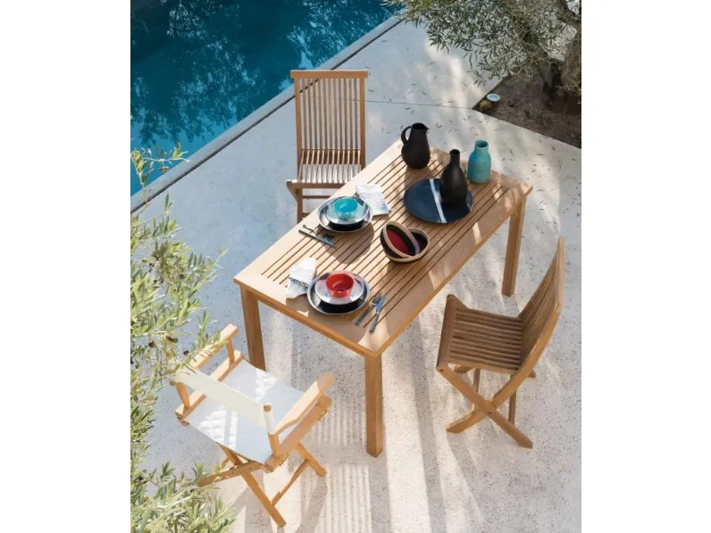 Tavolo rettangolare e Sedie in teak Chelsea di Unopiu
