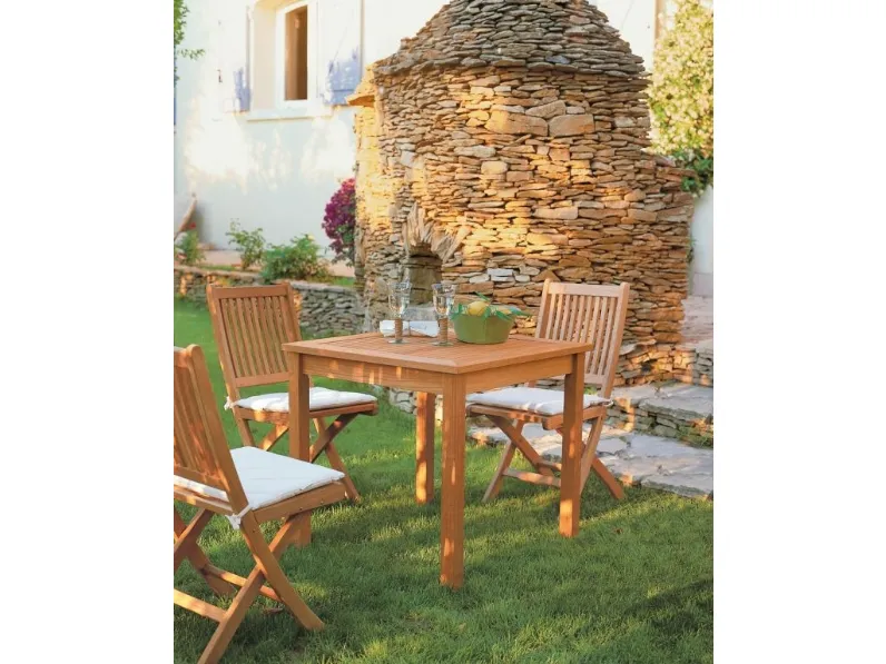 Tavolo quadrato e Sedie in teak Chelsea di Unopiu