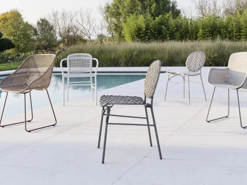 Sedia Colette in acciaio con intreccio in Colette Resin di Gervasoni