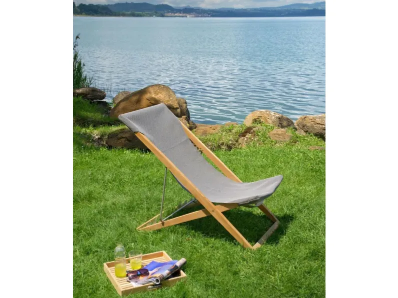 Sdraio Cosette in tessuto e teak di Unopiu