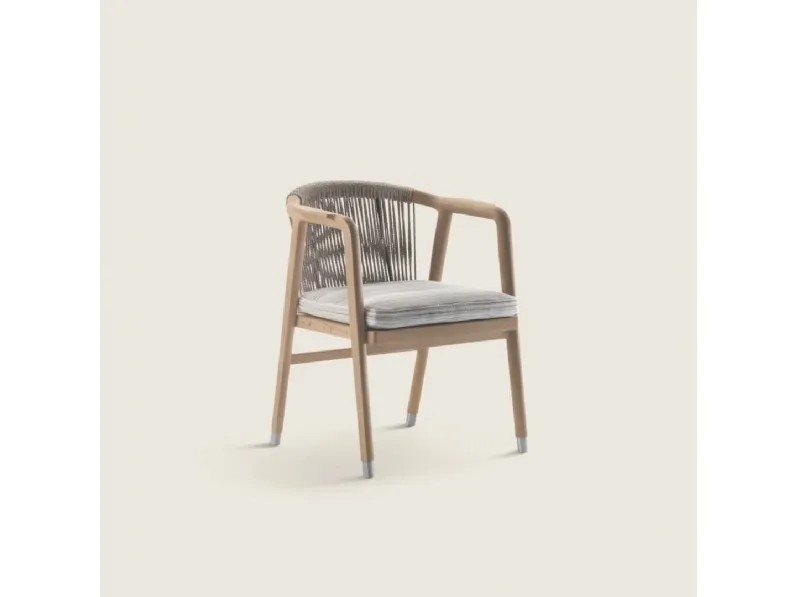 Sedia Crono Outdoor in legno massello e corda intrecciata di Flexform