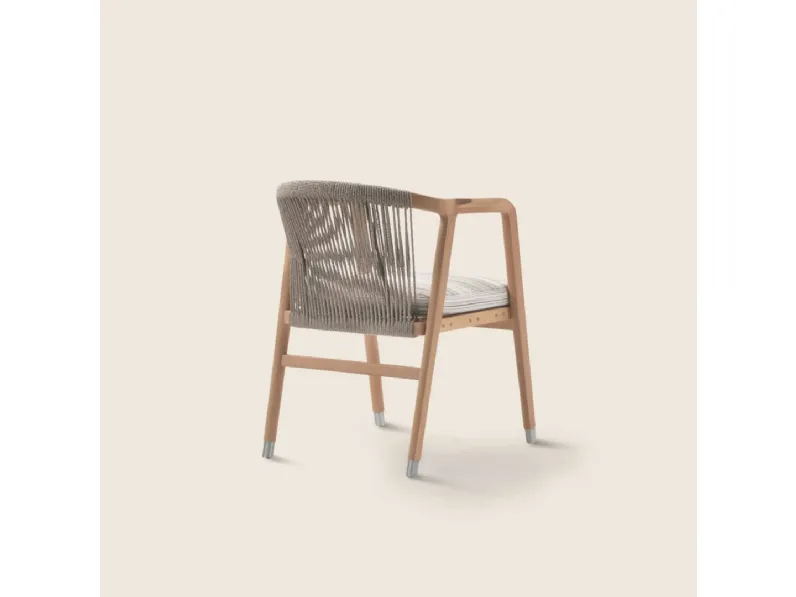Sedia Crono Outdoor in legno massello e corda intrecciata di Flexform