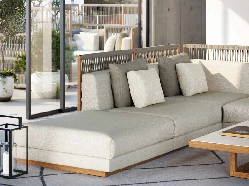 Divano Embrace in iroko e corda di Braid