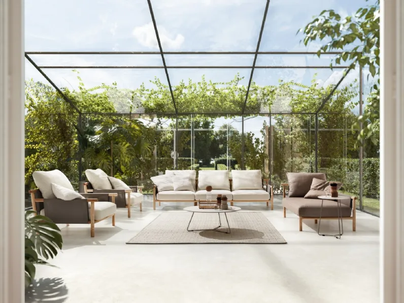 Divano e Poltrone Isamu in tessuto imbottito con struttura in legno di Ditre Italia