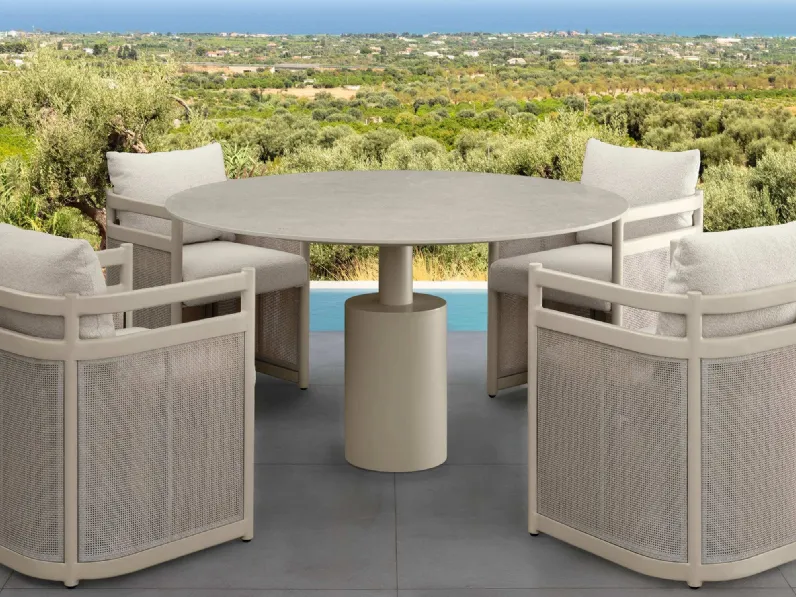 Tavolo in gres e Sedie in alluminio Edwin Alu di Talenti