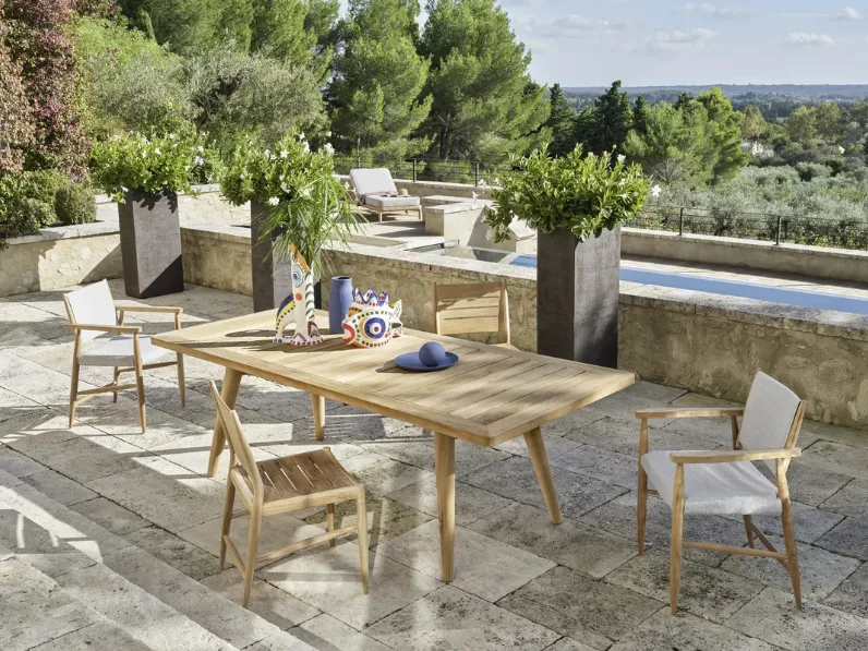 Tavolo rettangolare Eidos in teak di Gervasoni