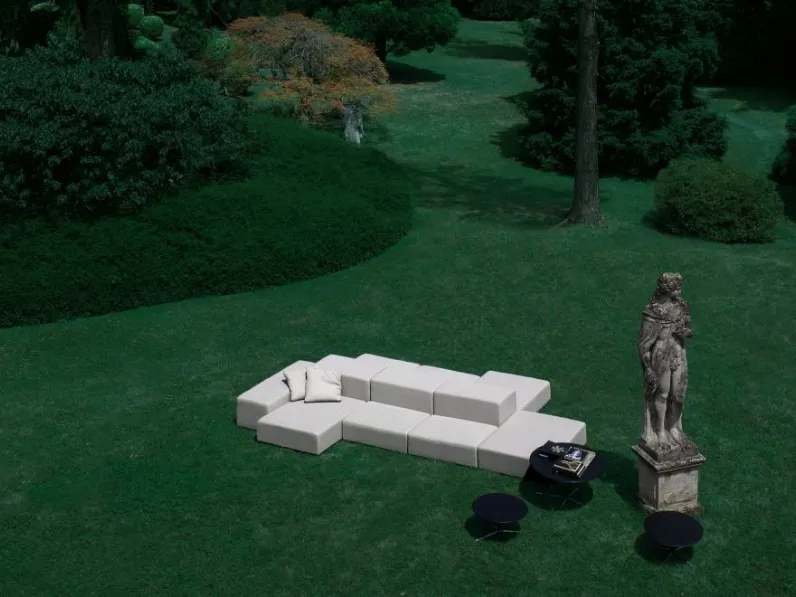 Divano bifacciale con penisola in tessuto imbottito Extra Wall di Living Divani