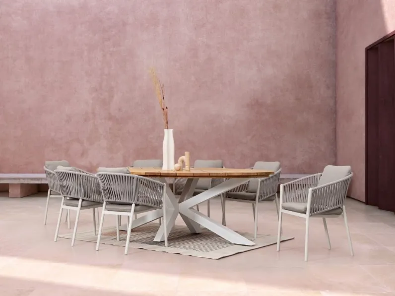 Sedia in corda nautica e alluminio Florencia di Bizzotto