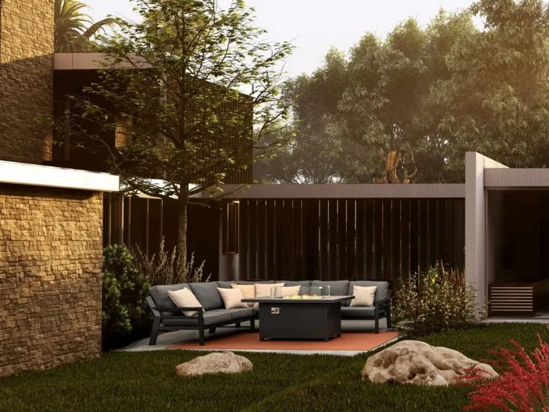 Divano angolare Hendrix in alluminio e tessuto di Bizzotto