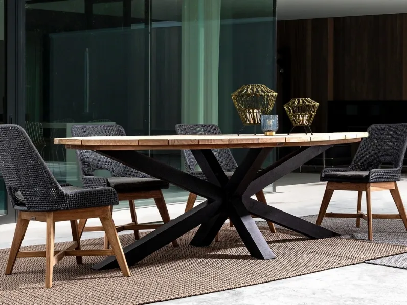 Sedia in corda nautica e teak Hesperia di Bizzotto