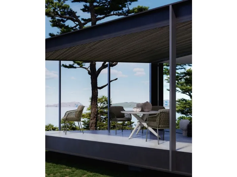 Tavolo rotondo Julian con top in pietra di Bizzotto