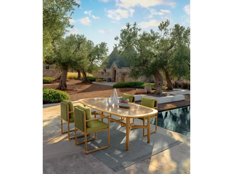 Tavolo e Sedie Jun in legno e gres di Talenti