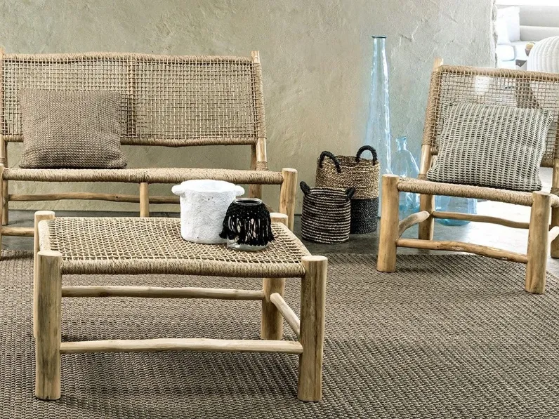 Arredo da esterno Lampok in fibra sintetica e teak di Bizzotto