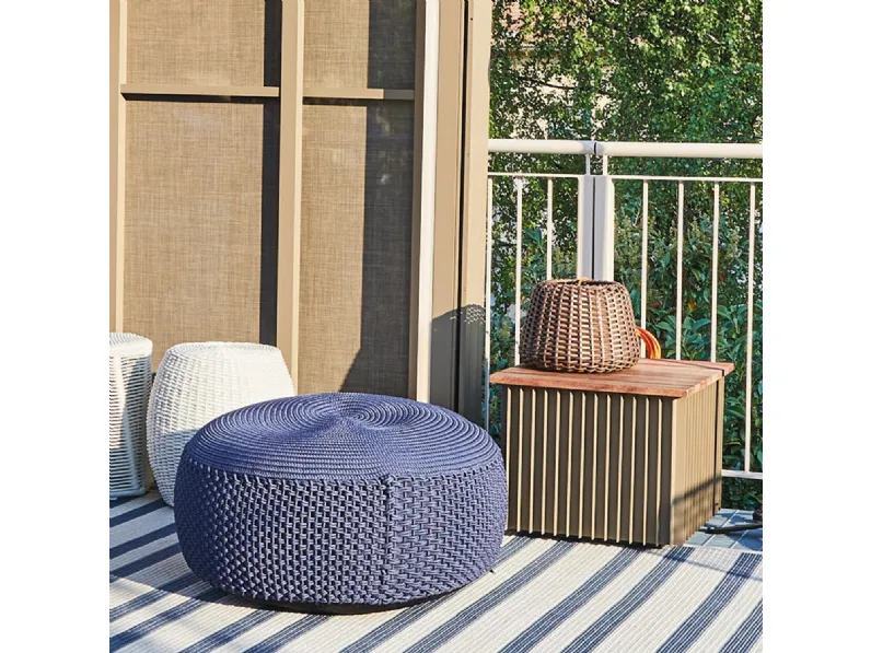 Pouf rotondo in polipropilene da esterno Big Stone di Leolori