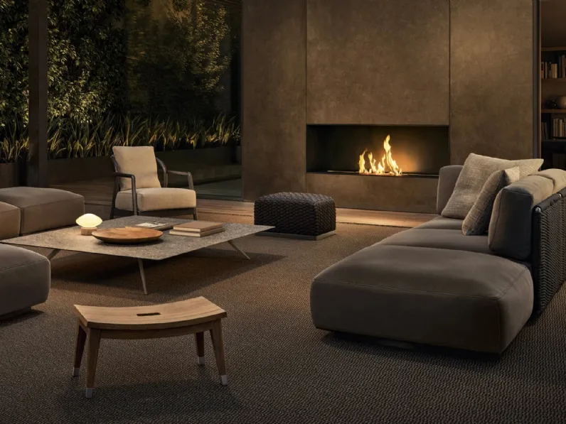 Pouf in legno massello Lotus di Flexform