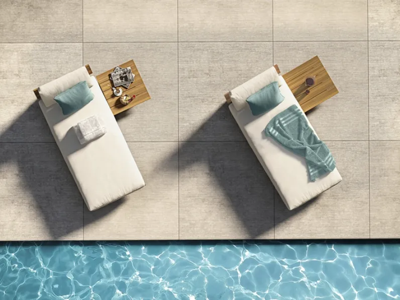 Lettino prendisole Marina in legno con cuscini in tessuto imbottito di Barzaghi Salotti