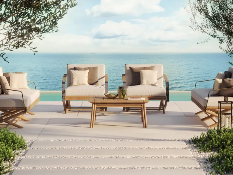 Poltroncina in legno e metallo con seduta in tessuto imbottito Maxim di Braid