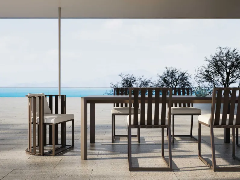 Sedie e Tavolo in alluminio verniciato con seduta in tessuto Metropolitan di Braid