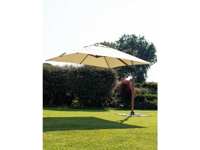 Ombellone in alluminio effetto legno Orion di Bizzotto