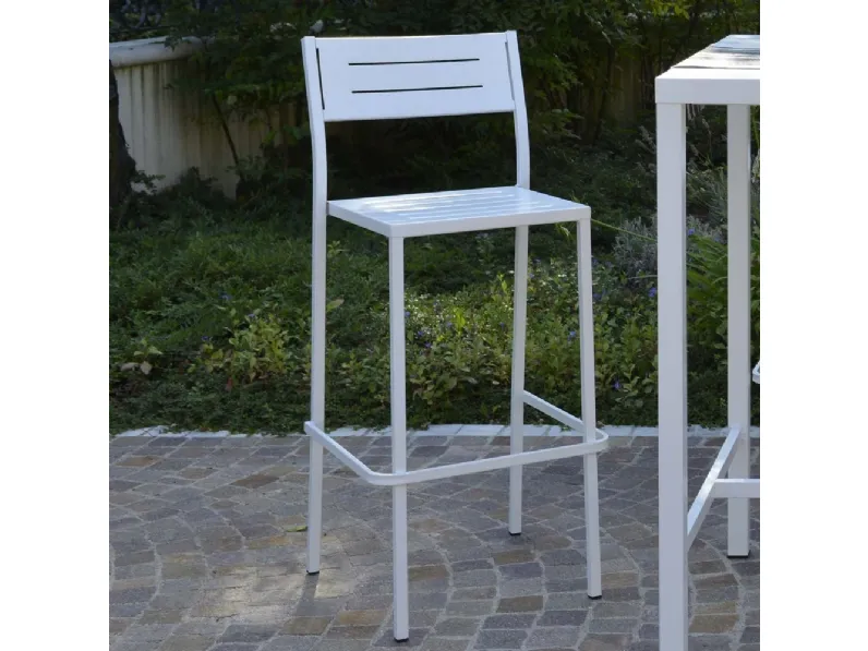 Sgabello da giardino Out Metal alto in acciaio zincato e verniciato poliestere per esterni di La Seggiola