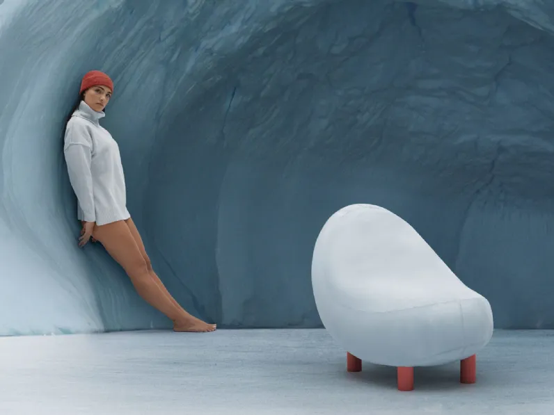 Pouf da esterno in tessuto idrorepellente e gambe in metallo Patoso di Diabla