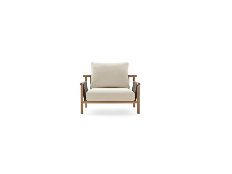 Poltrona Isamu in tessuto imbottito con struttura in legno di Ditre Italia