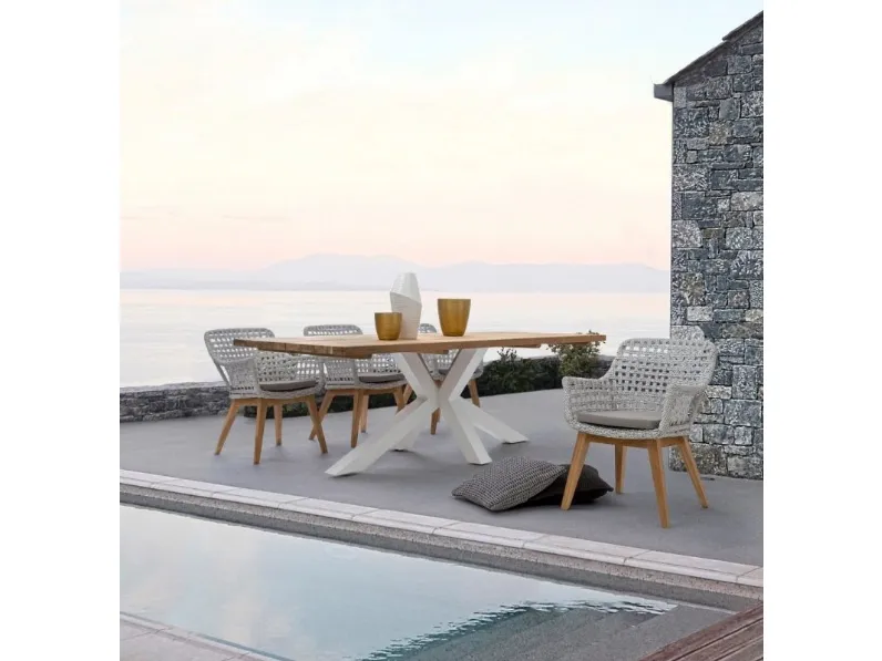 Tavolo in Teak riciclato e alluminio Ramsey di Bizzotto