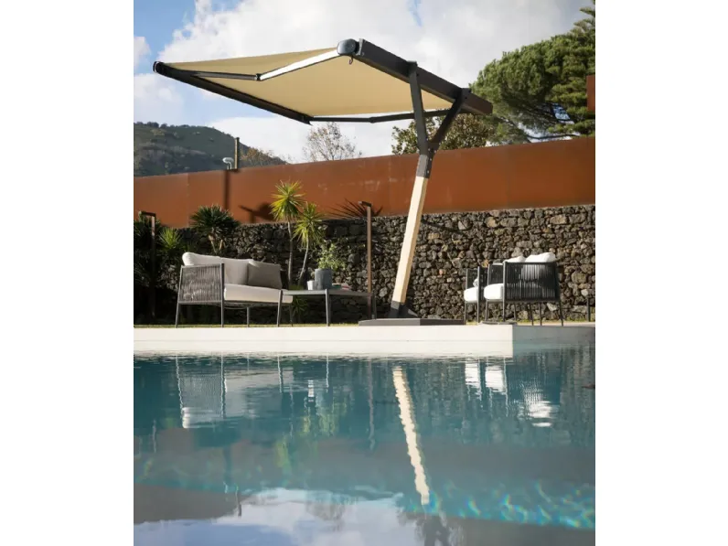 Ombrellone motorizzato Salento in alluminio e cemento con telo acrilico di Unopiu