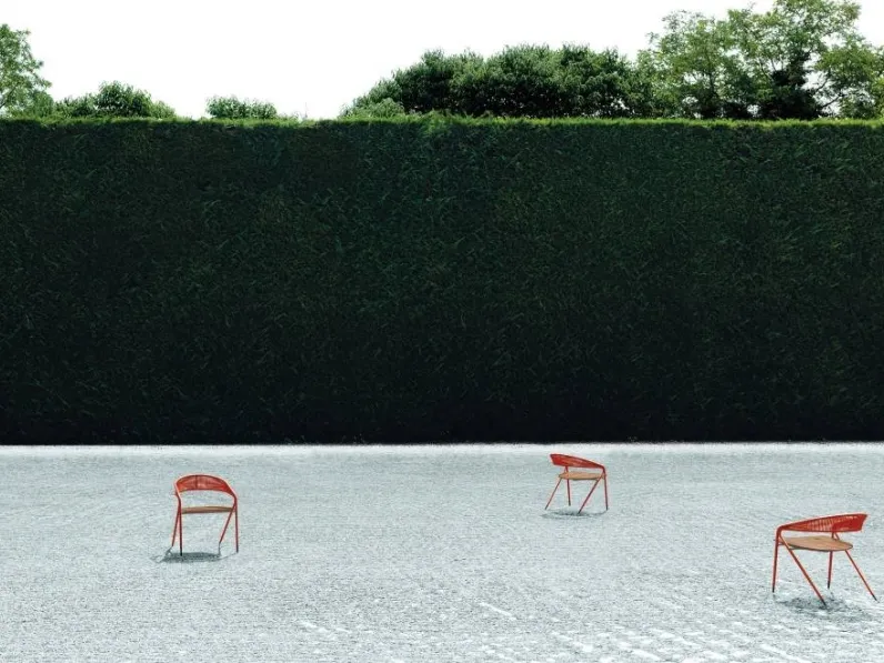 Sedia George con intreccio in corda e seduta in Iroko di Living Divani